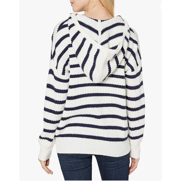 SPLENDID Striped Hooded Knit Sweater in Navy Stripe // M - Picture 2 of 11